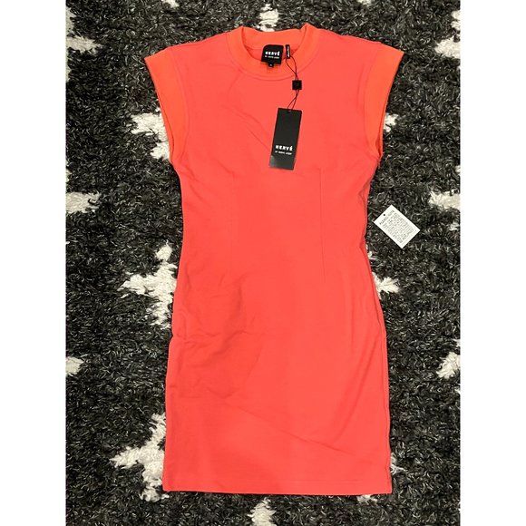 Hervé By Herve Leger coral sweatshirt mini dress XS NEW NWT - Picture 6 of 9